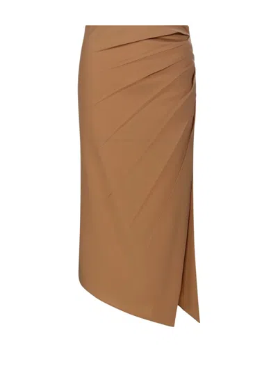 Max Mara Pleated Skirt In Brown