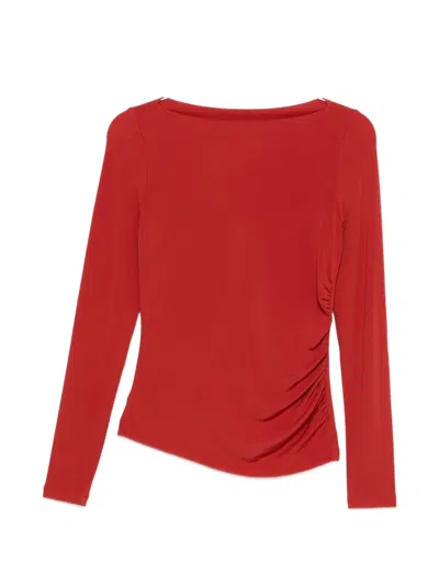 Max Mara Ruched Long-sleeves Top In Red