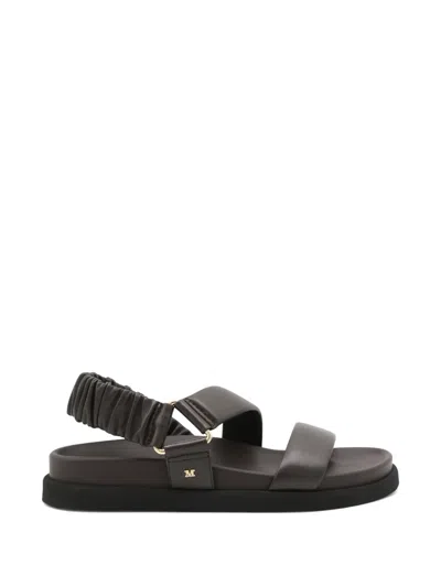 Max Mara Ruched Slingback Leather Sandals In Brown