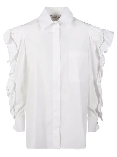Max Mara Ruffle Sleeve Shirt In 001