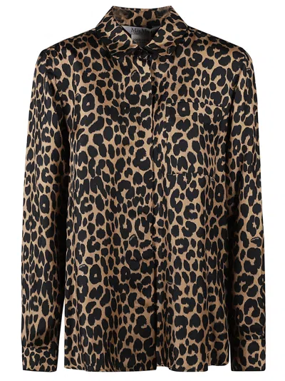 Max Mara 'animal Print Collared Pocket Shirt' In Optical White