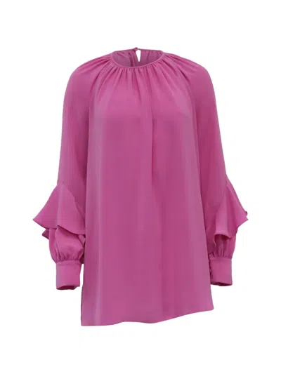Pre-owned Max Mara Ruffle-detailed Blouse In Pink