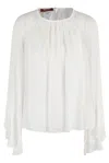Max Mara Ruffle Detailed Crewneck Top In Bianco