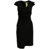 Max Mara Ruffle Wrap Dress In Black Wool In Black