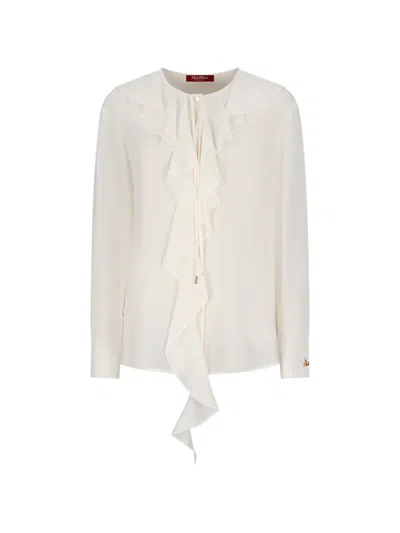 Max Mara Ruffled Blouse In White