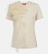 Max Mara Ruffled Cotton And Tulle T-shirt In Beige