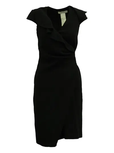 Pre-owned Max Mara Ruffled-detail Wrap Dress In Black