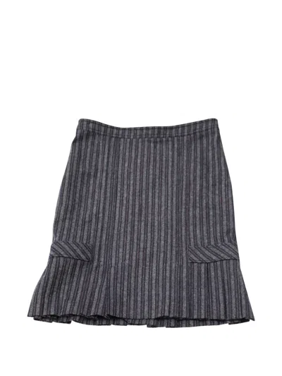 Pre-owned Max Mara Ruffled-hem Skirt In Blue