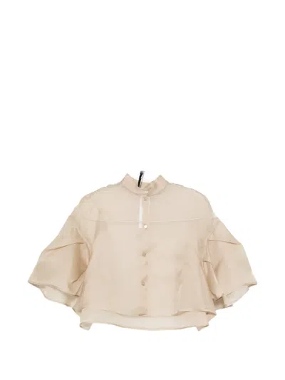 Max Mara Ruffled Layered Shirt In Neutral