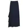 Max Mara Ruffled Maxi Skirt In Navy Blue Wool In Blue