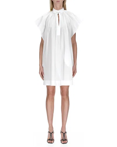 Max Mara Poplin Mini Dress With Flounce In Optical White
