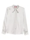 Max Mara Ruffled-neck Blouse In Gray