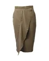 Max Mara Ruffled Pencil Skirt In Brown Wool In Brown