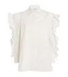 Max Mara Cotton Shirt With Rouches Detail In White