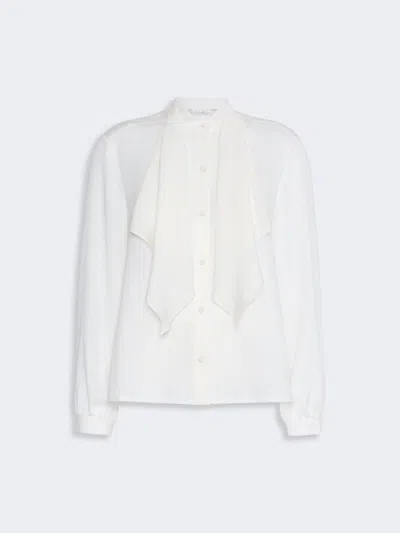 Max Mara Ruffled Silk Charmeuse Shirt In Soie