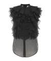 Max Mara Ruffled Silk Shirt In Black