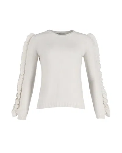 Max Mara Genero Ruffled Jersey Sweater In White