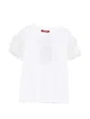Max Mara Ruffled Sleeve T-shirt In White