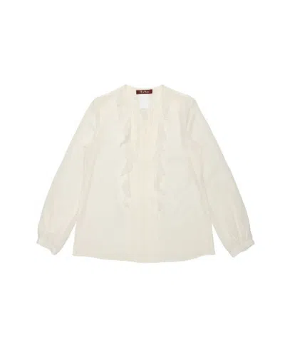 Max Mara Ruffled Top In White