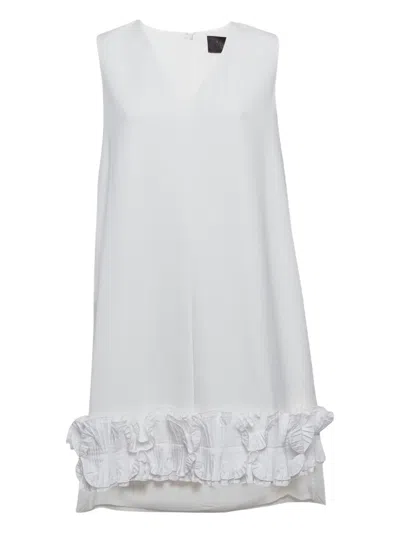Pre-owned Max Mara Ruffled-trim Dress In White