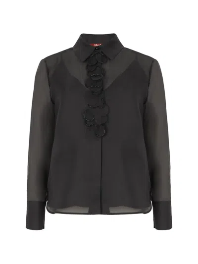 Max Mara Ruffled-collar Blouse In Black