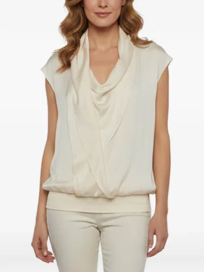 Pre-owned Max Mara Ruffle-detail Sleeveless Blouse In Neutral