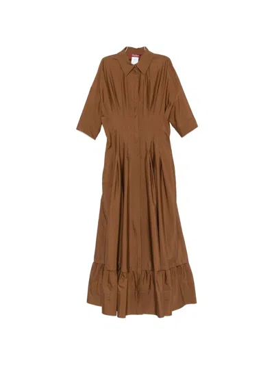 Max Mara Ruffled-hem Maxi Dress In Brown