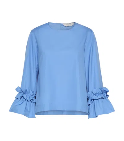 Max Mara Ruffle-trim Blouse In Blue