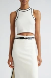 Max Mara Ruggero Cropped Cotton-blend Tank Top In Ivory
