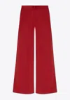 Max Mara Ruggero Cotton Drill Straight Pants In Red