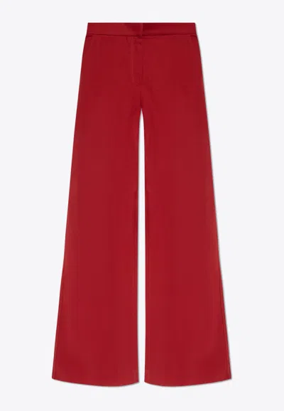 Max Mara Ruggero Cotton Drill Straight Pants In Red