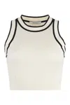 Max Mara Ruggero Cropped Cotton-blend Tank Top In Ivory