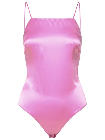 Max Mara Rugiada Mauve Silk Top In Pink