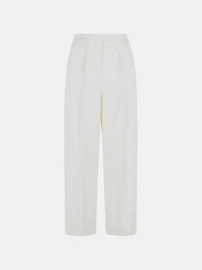 Max Mara 'rugiada' Milk White Virgin Wool Pants