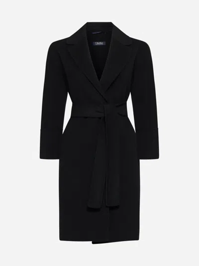 Max Mara S Arona Belted Wool Coat In Black