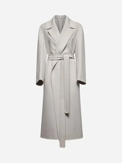 S Max Mara Beige Wool Livia Wrap Coat In Gray