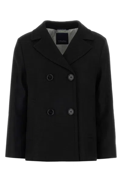Max Mara S Black Stretch Linen Blend Marco Blazer
