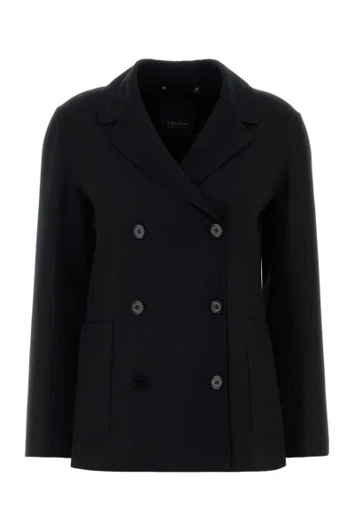 Max Mara S Black Stretch Wool Fiore Blazer