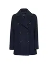 S Max Mara Blue Double Drap Caban Double-breasted Pea Coat
