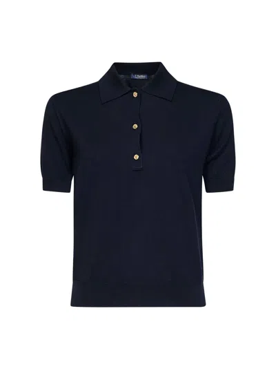 Max Mara S Blue Knit Smmpomposa Polo Shirt<br/>