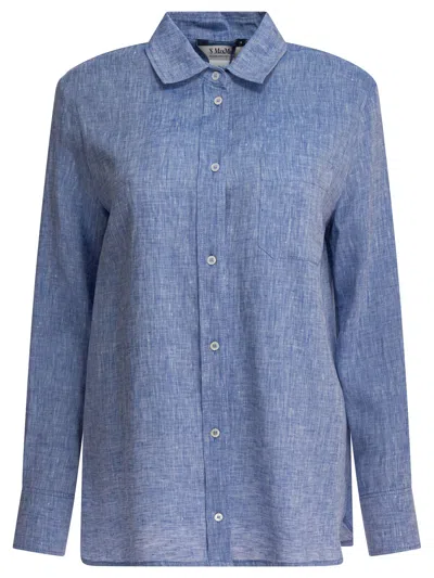 Max Mara S Blue Linen Shirt