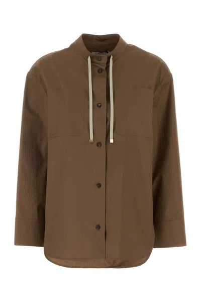 Max Mara S Brown Poplin Mali Shirt