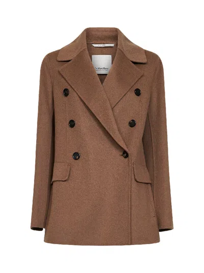 Max Mara S Camel Smmrita Double-breasted Jacket In Multi