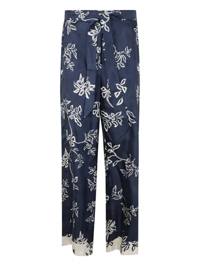 Max Mara S Cinzia Silk Twill Printed Trousers By Max Mara In Blue