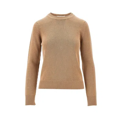 Max Mara S Cotton Crewneck Sweater In Beige