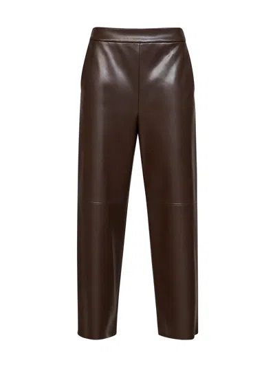 Max Mara S Dark Brown Coated Jersey Smmamati Cropped Trousers