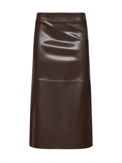 Max Mara S Dark Brown Coated Jersey Smmcrisma Midi Skirt