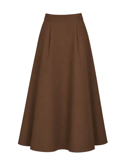 Max Mara S Dark Honey Smmpiovra Flared Maxi Skirt