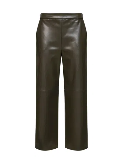 Max Mara S Dark Khaki Green Coated Jersey Smmamati Cropped Trousers