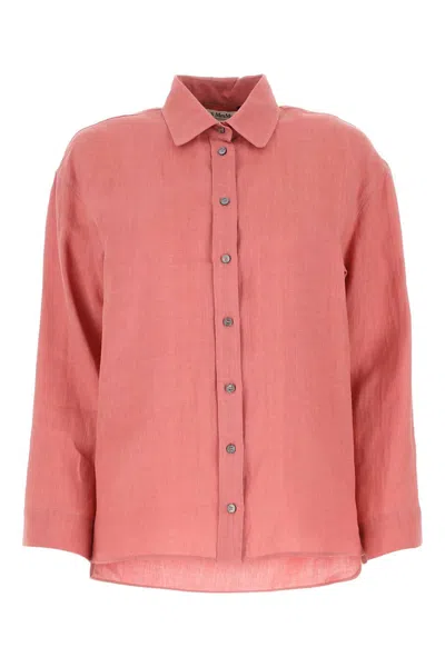 Max Mara S Dark Pink Linen Canard Shirt